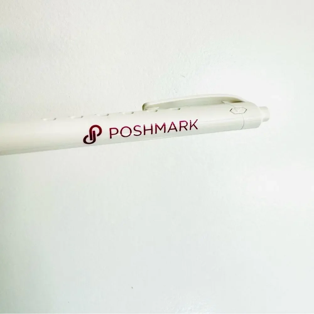 NEW POSHMARK Pink Maroon Logo Pen Black Ink White Cutout Body Clip Rubber Tip